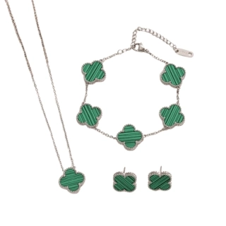 Dámsky oceľový set Clover green strieborný