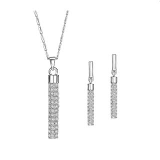 Set náhrdelník a náušnice White Crystals strieborná