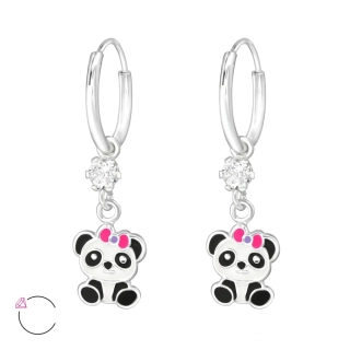 Glory strieborné visiace náušnice Panda